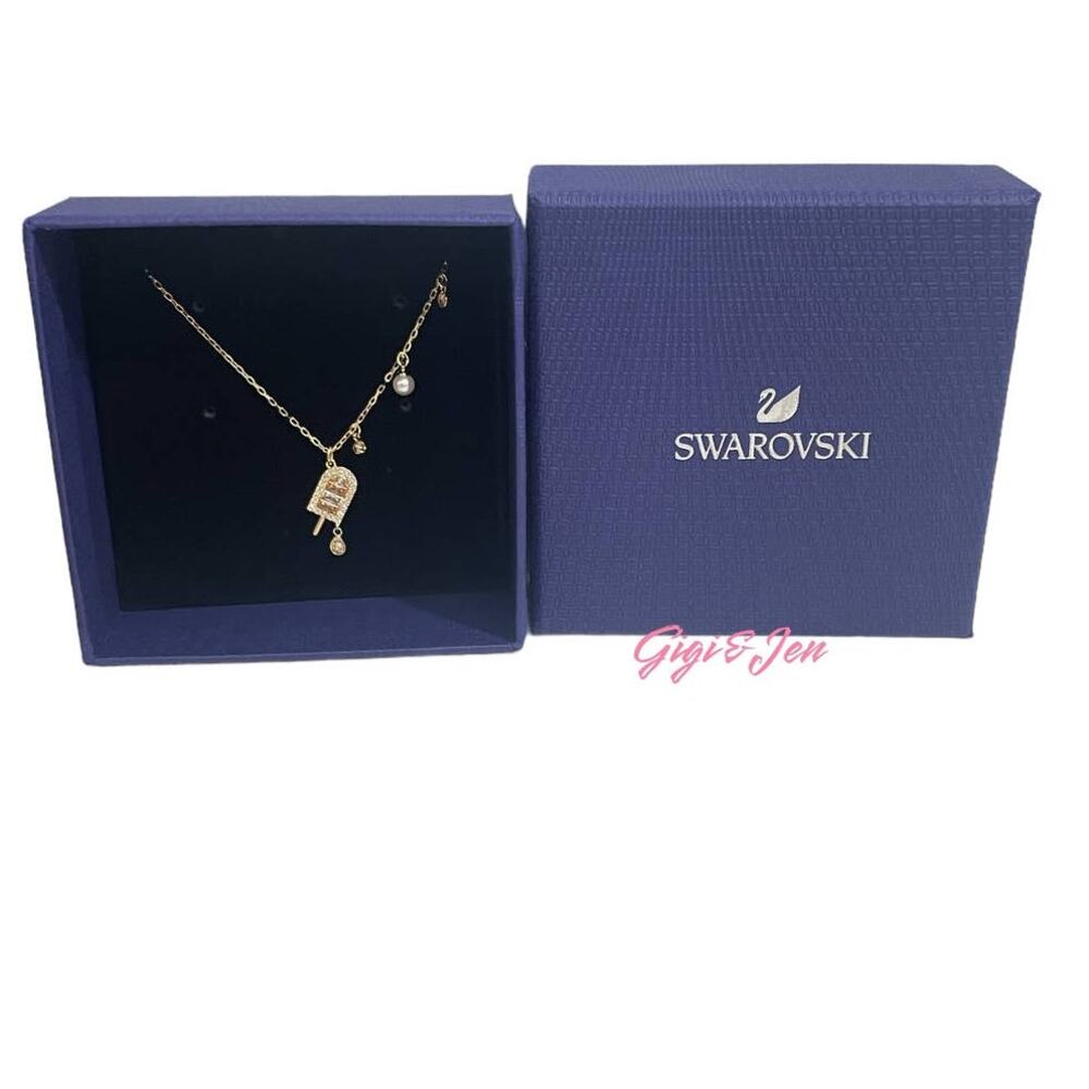Swarovski No Regrets Ice Cream Multi-Colored Gold Plating Pendant Necklace New